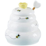 Load image into Gallery viewer, Gardino Sweet as Can Bee Ceramic Mini Honey Pot with Wooden Honey Dipper (3.4 oz) Honey Jar, Bee Decor, White/Yellow Gardino