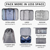 Load image into Gallery viewer, 7 Pcs Travel Organizer Pouch Set | Packing Cubes for Clothes, Shoes, Toiletries, and Cosmetics | Space-Saving Travel Bags for Organized Packing Gardino
