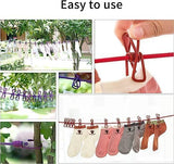 Load image into Gallery viewer, Elastic Clothes Drying Rope with Clips, Non-Slip Clothesline for Indoor and Outdoor Use (Pack of 2) Gardino