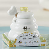 Load image into Gallery viewer, Gardino Sweet as Can Bee Ceramic Mini Honey Pot with Wooden Honey Dipper (3.4 oz) Honey Jar, Bee Decor, White/Yellow Gardino