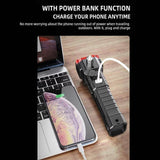 Load image into Gallery viewer, Portable Rechargeable Torch LED Flashlight Long Distance Beam Range with Power Bank, Hammer and Strong Magnets, - Gardino