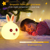 Load image into Gallery viewer, Cute Big Face Rabbit Silicone Beside Night Light For Kids, Color Changing Lamp Toddlers, Portable And Usb Rechargeable Gardino