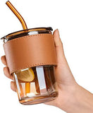 Load image into Gallery viewer, Glass Mug with Straw and Cover, 400 ml Capacity | Leakproof Glass Coffee Mug with Silicone Straw and Lid Tumbler Gardino