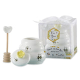 Load image into Gallery viewer, Gardino Sweet as Can Bee Ceramic Mini Honey Pot with Wooden Honey Dipper (3.4 oz) Honey Jar, Bee Decor, White/Yellow Gardino