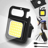 Load image into Gallery viewer, LED COB Key Chain Flashlights | Small Water Resistant, USB Rechargeable, Portable Mini Light with Folding Bracket | for Walking, Camping &amp; Car Repairing Square - Gardino