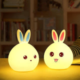 Load image into Gallery viewer, Cute Big Face Rabbit Silicone Beside Night Light For Kids, Color Changing Lamp Toddlers, Portable And Usb Rechargeable Gardino