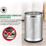 Load image into Gallery viewer, Stainless Steel 202 Perforated Design Open Top Dustbin - 25L | 10Inch (H) x 7 Inch (W)  Silver Trash Can with Anti-skid Base | For Bathroom, Bedroom, Kitchen &amp; Toilet or Commercial Use Gardino