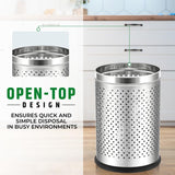 Load image into Gallery viewer, Stainless Steel 202 Perforated Design Open Top Dustbin - 25L | 10Inch (H) x 7 Inch (W)  Silver Trash Can with Anti-skid Base | For Bathroom, Bedroom, Kitchen &amp; Toilet or Commercial Use Gardino