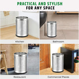 Load image into Gallery viewer, Stainless Steel 202 Perforated Design Open Top Dustbin - 25L | 10Inch (H) x 7 Inch (W)  Silver Trash Can with Anti-skid Base | For Bathroom, Bedroom, Kitchen &amp; Toilet or Commercial Use Gardino
