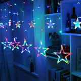 Load image into Gallery viewer, 12 Star Curtain String Decorative Led Lights with 4 Meter (1 Curtain) 114 Led, (6+6 Star,Warm White,Corded electric,Plastic,Corner) - Gardino