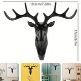 Load image into Gallery viewer, 1 PCS Deer Head Hanging Hook, Self-Adhesive Wall Hook for Bags, Keys, and More | Rustic Wildlife-Inspired Decorative Holder (Black) Gardino