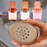 Load image into Gallery viewer, Plastic 2 Pack Toothbrush Holders for Bathroom, Self-Adhesive Waterproof Wall Mount, Teddy Bear Shaped with Cup Drain (Multicolor) Gardino