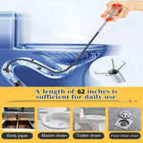 Load image into Gallery viewer, Stainless Steel Hair Catching Claw Drain Cleaner Tool, 5ft Spring Wire Dredge Stick for Kitchen and Bathroom Gardino