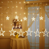 Load image into Gallery viewer, 12 Star Curtain String Decorative Led Lights with 4 Meter (1 Curtain) 114 Led, (6+6 Star,Warm White,Corded electric,Plastic,Corner) - Gardino