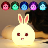 Load image into Gallery viewer, Cute Big Face Rabbit Silicone Beside Night Light For Kids, Color Changing Lamp Toddlers, Portable And Usb Rechargeable Gardino