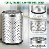 Load image into Gallery viewer, Stainless Steel 202 Perforated Design Open Top Dustbin - 25L | 10Inch (H) x 7 Inch (W)  Silver Trash Can with Anti-skid Base | For Bathroom, Bedroom, Kitchen &amp; Toilet or Commercial Use Gardino