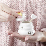 Load image into Gallery viewer, Gardino Sweet as Can Bee Ceramic Mini Honey Pot with Wooden Honey Dipper (3.4 oz) Honey Jar, Bee Decor, White/Yellow Gardino