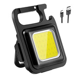 Load image into Gallery viewer, LED COB Key Chain Flashlights | Small Water Resistant, USB Rechargeable, Portable Mini Light with Folding Bracket | for Walking, Camping &amp; Car Repairing Square - Gardino