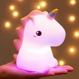 Load image into Gallery viewer, Silicone Unicone Night Light Rechargeable Led Lamp with 7-Color Breathing Modes, Touch Sensor Control Gardino