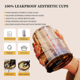Load image into Gallery viewer, Glass Mug with Straw and Cover, 400 ml Capacity | Leakproof Glass Coffee Mug with Silicone Straw and Lid Tumbler Gardino