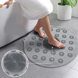 Load image into Gallery viewer, Anti-Skid Bathroom Shower Mat | Non-Slip Foot Pad with Suction Cups &amp; Drain Holes | Soft Silicone Foot Massager Scrubber (Round) Gardino