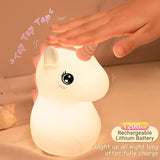 Load image into Gallery viewer, Silicone Unicone Night Light Rechargeable Led Lamp with 7-Color Breathing Modes, Touch Sensor Control Gardino