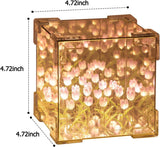 Load image into Gallery viewer, GARDINO Infinity Mirror Tulip Cube LED Lamp - 20 LED Flower Lights, Dual-Purpose Tabletop &amp; Mirror Decor Gardino