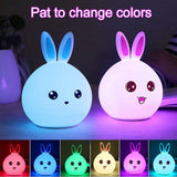 Load image into Gallery viewer, Cute Big Face Rabbit Silicone Beside Night Light For Kids, Color Changing Lamp Toddlers, Portable And Usb Rechargeable Gardino