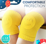 Load image into Gallery viewer, Baby Smiley Knee Pads for Crawling – Anti-Slip Elastic Cotton Knee &amp; Elbow Safety Protectors (Random Color) Gardino