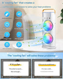 Load image into Gallery viewer, Double-Ended Spray cooler – USB Rechargeable, 3-Speed Oscillating Fan with Remote, LED Light &amp; Ice Cooling 4000mAh - Gardino