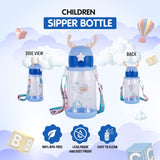 Load image into Gallery viewer, Multi-Cartoon Design Water Bottle with Straw &amp; Strap | BPA-Free, Non-Toxic, Anti-Leak Bottle for Kids | Perfect for School &amp; Home Gardino