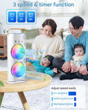 Load image into Gallery viewer, Double-Ended Spray cooler – USB Rechargeable, 3-Speed Oscillating Fan with Remote, LED Light &amp; Ice Cooling 4000mAh Gardino