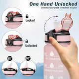 Load image into Gallery viewer, Motivational Water Bottle 1 litre Sipper Bottle For Adults With Time Measurement BPA Free Non-Toxic Water bottle for office,Water bottle for gym (Pink) - Gardino