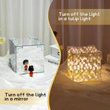 Load image into Gallery viewer, GARDINO Infinity Mirror Tulip Cube LED Lamp - 20 LED Flower Lights, Dual-Purpose Tabletop &amp; Mirror Decor Gardino