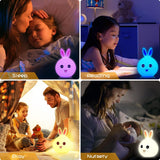 Load image into Gallery viewer, Cute Big Face Rabbit Silicone Beside Night Light For Kids, Color Changing Lamp Toddlers, Portable And Usb Rechargeable Gardino