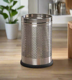 Load image into Gallery viewer, Stainless Steel 202 Perforated Design Open Top Dustbin - 25L | 10Inch (H) x 7 Inch (W)  Silver Trash Can with Anti-skid Base | For Bathroom, Bedroom, Kitchen &amp; Toilet or Commercial Use Gardino