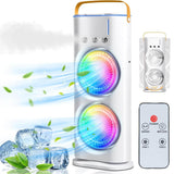 Load image into Gallery viewer, Double-Ended Spray cooler – USB Rechargeable, 3-Speed Oscillating Fan with Remote, LED Light &amp; Ice Cooling 4000mAh - Gardino