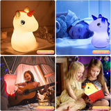Load image into Gallery viewer, Silicone Unicone Night Light Rechargeable Led Lamp with 7-Color Breathing Modes, Touch Sensor Control Gardino