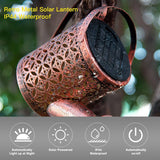 Load image into Gallery viewer, Solar Lights Outdoor Decorative, Solar Lantern Outdoor Hanging Waterproof Hollowed-Out Design, Decorative Retro Metal Solar Light with Hook Gardino