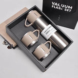 Load image into Gallery viewer, Latest Steel Vacuum Flask Set with 3 Stainless Steel Cups Combo - 500ml - Keeps HOT/Cold | Ideal Gift for Winter - Housewarming Random Color - Gardino