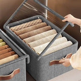 Load image into Gallery viewer, Storage Box with Lid, Large Clear Collapsible Stackable Storage Box, Foldable Fabric Linen Storage Boxes Cube, Dust Proof Closet Organizer Baskets for cabord under bad storage - (1 Pc) - Gardino
