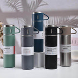 Load image into Gallery viewer, Latest Steel Vacuum Flask Set with 3 Stainless Steel Cups Combo - 500ml - Keeps HOT/Cold | Ideal Gift for Winter - Housewarming Random Color - Gardino