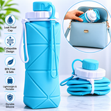 Load image into Gallery viewer, Foldable Silicone Water Bottle – Leakproof BPA Free Portable Collapsible Water Bottle for Travel, Gym, Office &amp; Outdoor Use