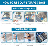 Load image into Gallery viewer, Reusable Vacuum Storage Ziplock Compression Sealer Bags for Travel clothes and home Blankets, Quilts with hand Pump - (Standard Pack of 5 (2 Small + 2 Medium + 1 Large) - Gardino