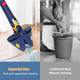 Load image into Gallery viewer, 360 Degree Rotatable Adjustable Triangle Cleaning Mop with Stainless Steel Long Handle Push-Pull Squeezing Cleaning Mop Dry &amp; Wet Mop Floor Windows Ceiling - Gardino