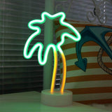 Load image into Gallery viewer, Coconut Palm Tree Led Neon Signs Light With Holder Base For Party Supplies Table Decorations Home Decor Children Gift Night Lamp - Gardino